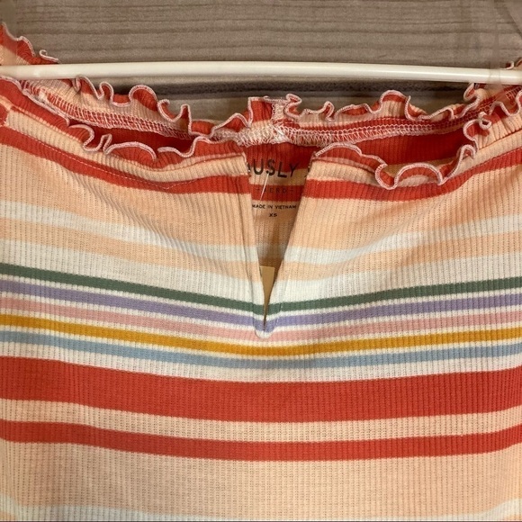 AERO seriously soft striped off the shoulder top. - Picture 3 of 9